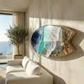 Large 3D Resin Ocean Sculpture – 1 Meter & 1.2 Meter Wall Art | Handmade Surfboard Ocean Slice | Luxury Coastal Installation | Made-to-Order