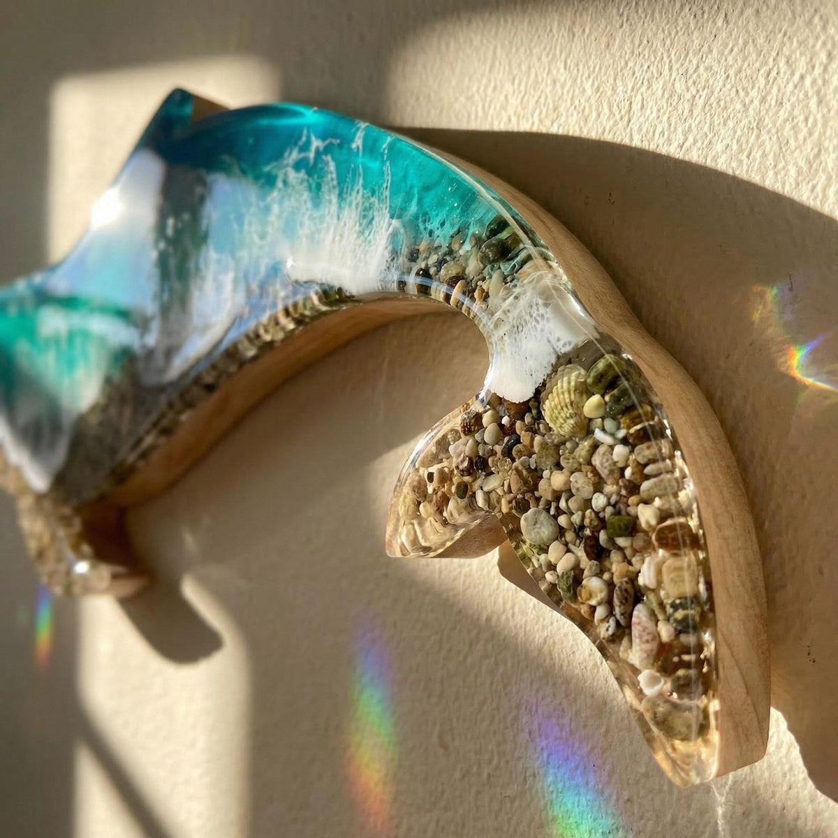 Large Handmade Resin Whale Sculpture – One of a Kind Ocean Wave Art, Luxury Coastal Statement Piece, Translucent Resin Sea Sculpture