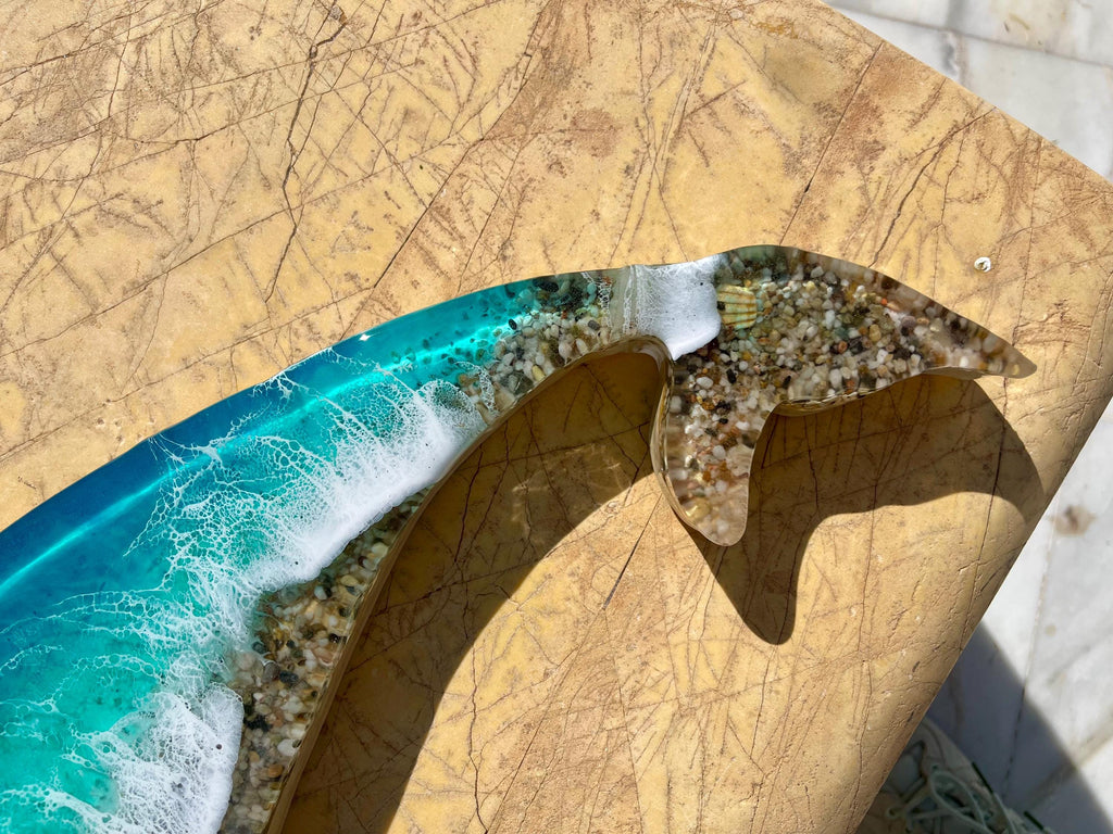 Large Handmade Resin Whale Sculpture – One of a Kind Ocean Wave Art, Luxury Coastal Statement Piece, Translucent Resin Sea Sculpture