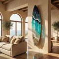 Large Vertical Resin Surfboard Wall Art – 3D Ocean Sculpture on Pine Wood Base, Handmade Luxury Coastal Statement Piece, 100cm / 120cm