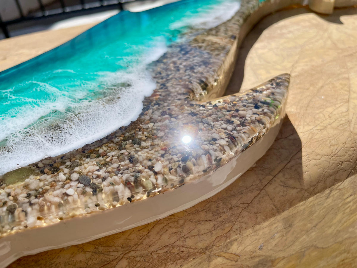 Large Handmade Resin Whale Sculpture – One of a Kind Ocean Wave Art, Luxury Coastal Statement Piece, Translucent Resin Sea Sculpture