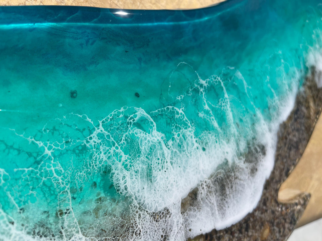 Large Handmade Resin Whale Sculpture – One of a Kind Ocean Wave Art, Luxury Coastal Statement Piece, Translucent Resin Sea Sculpture