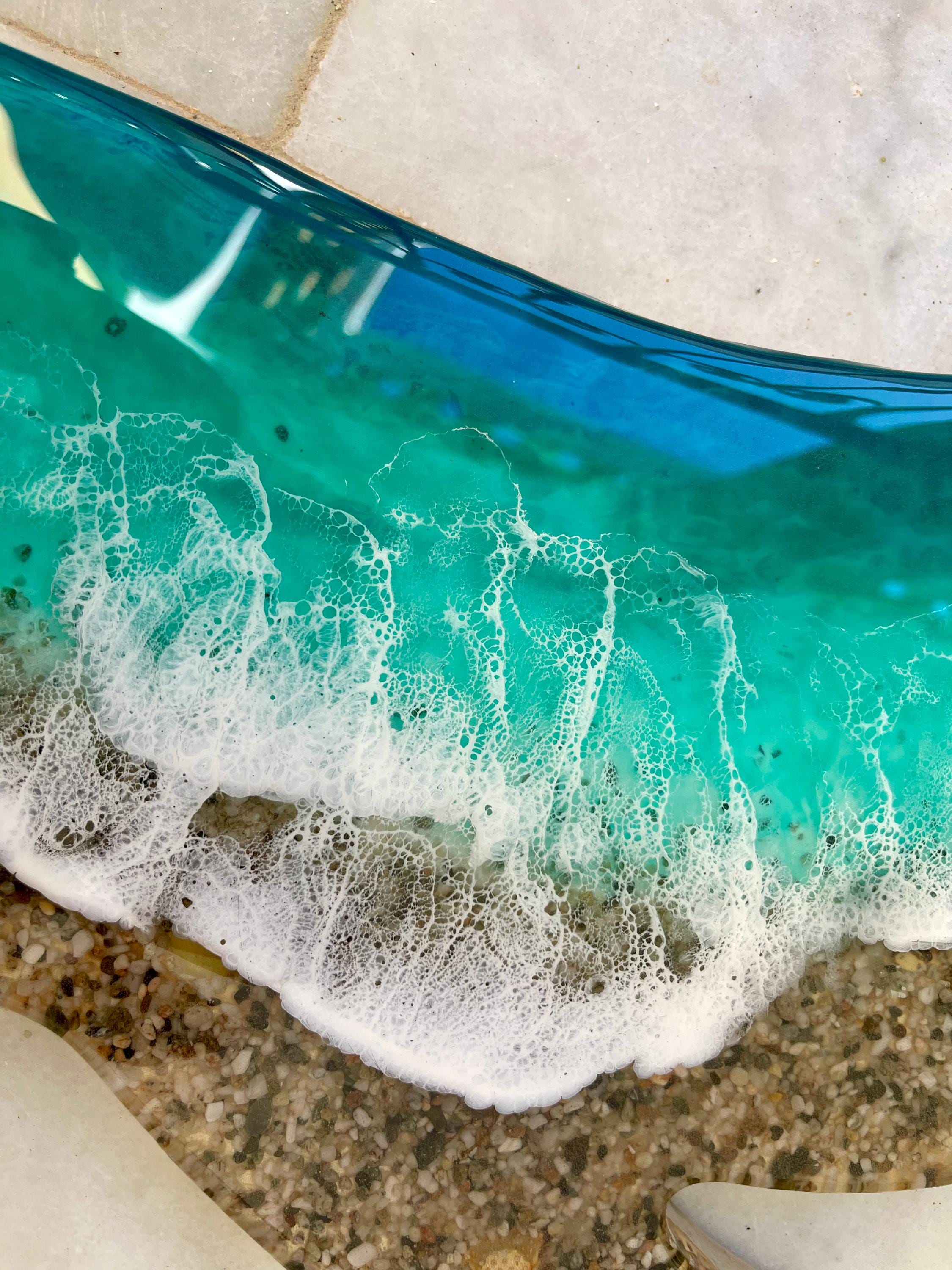 Large Handmade Resin Whale Sculpture – One of a Kind Ocean Wave Art, Luxury Coastal Statement Piece, Translucent Resin Sea Sculpture