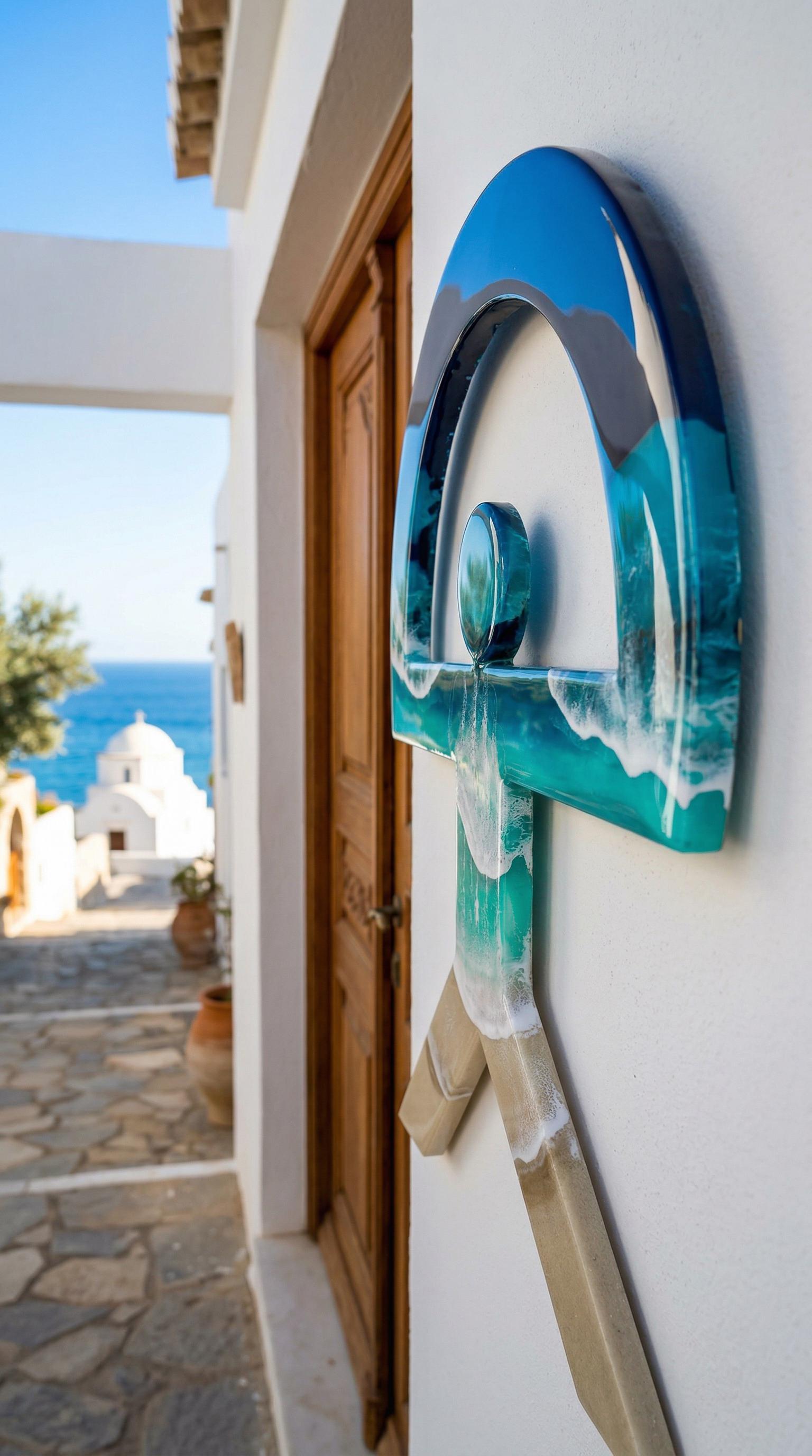 Indalo Man Wall Art 1m | Large Resin Ocean Sculpture | Spanish Good Luck Symbol | Coastal Statement Wall Decor | Handmade in Spain