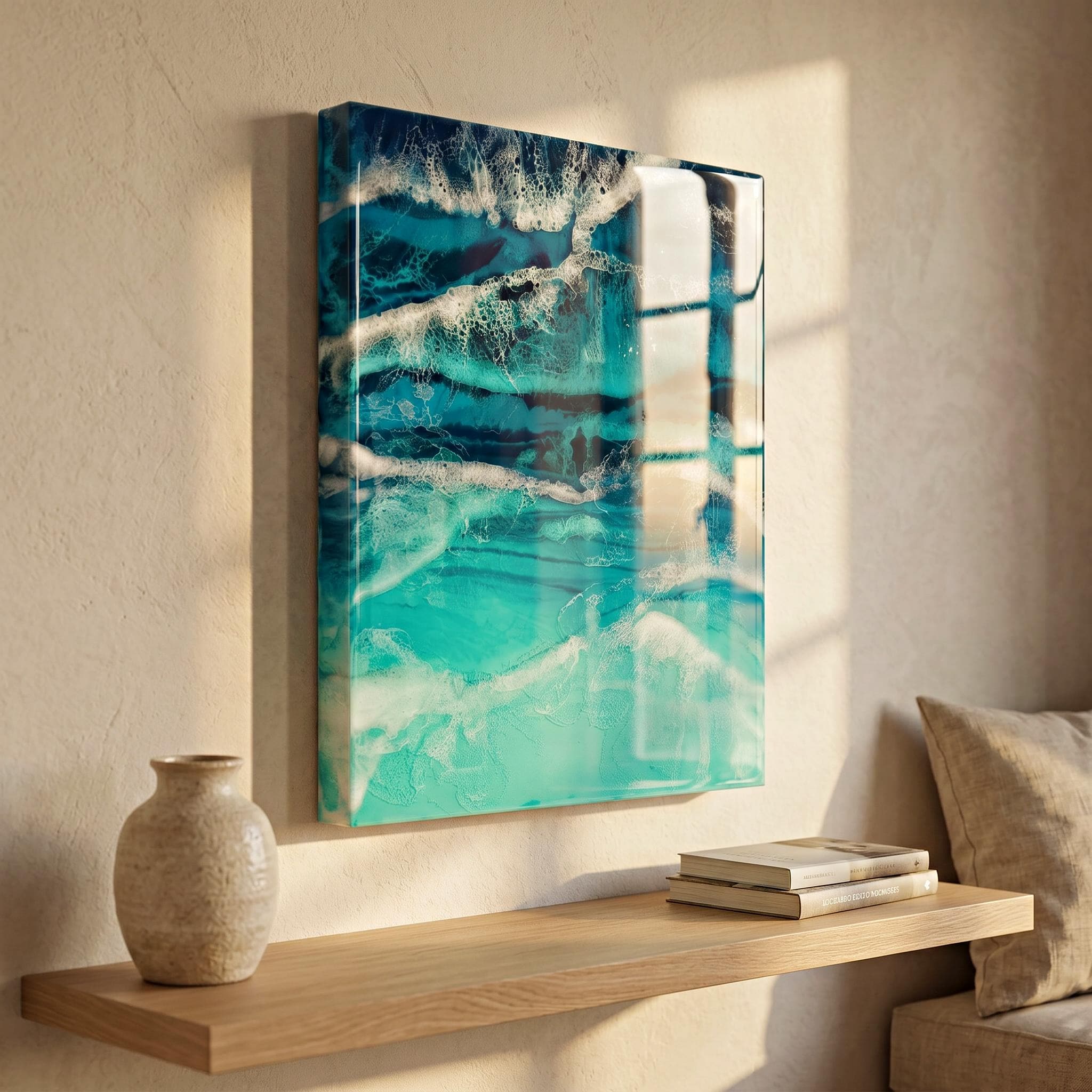 Abstract Ocean Resin Wall Art – Handmade Coastal Artwork | Made to Order, Layered Resin Seascape
