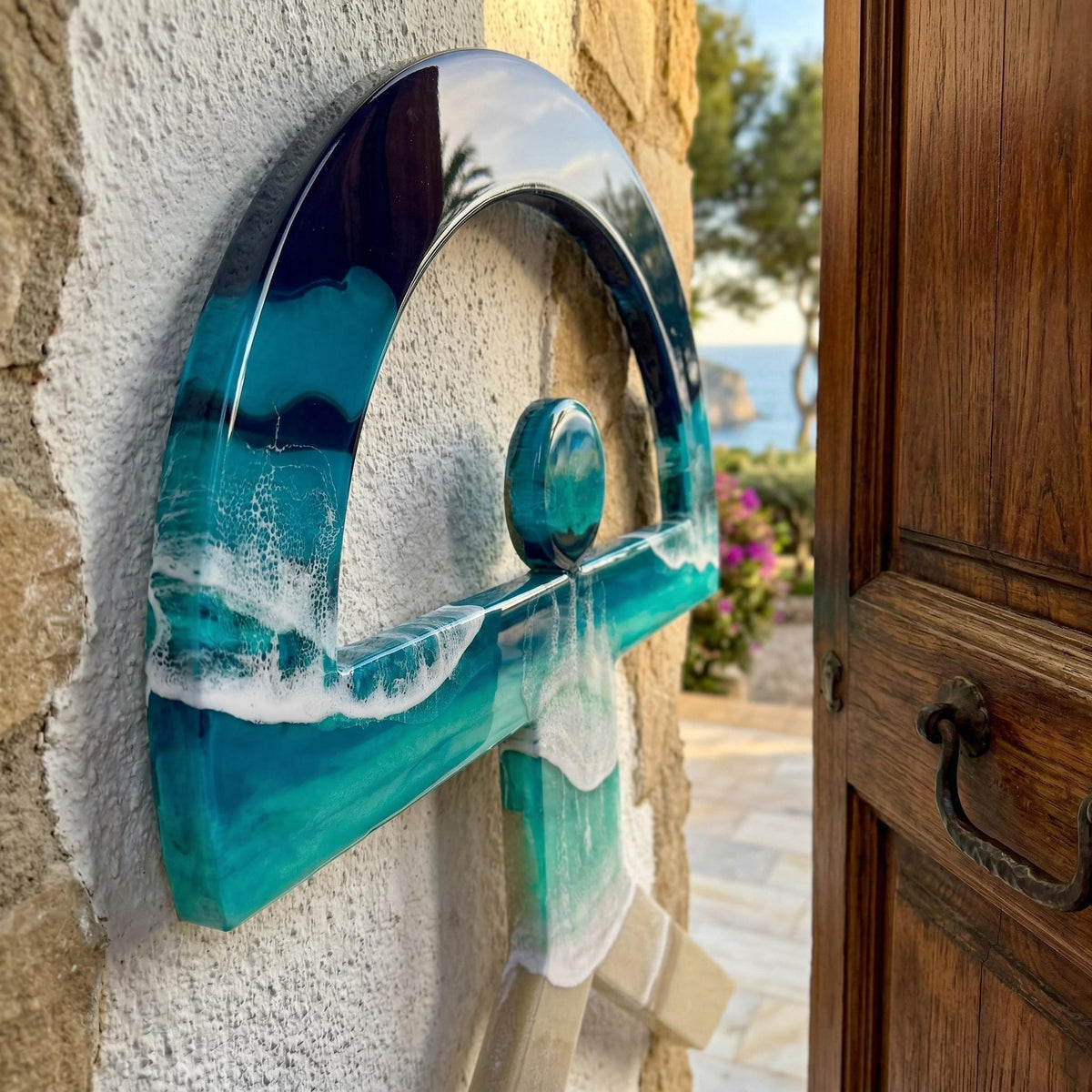 Indalo Man Wall Art 50cm | Handmade Resin Ocean Sculpture | Spanish Good Luck Symbol | Coastal Home Decor | Protection Charm | Almería Art