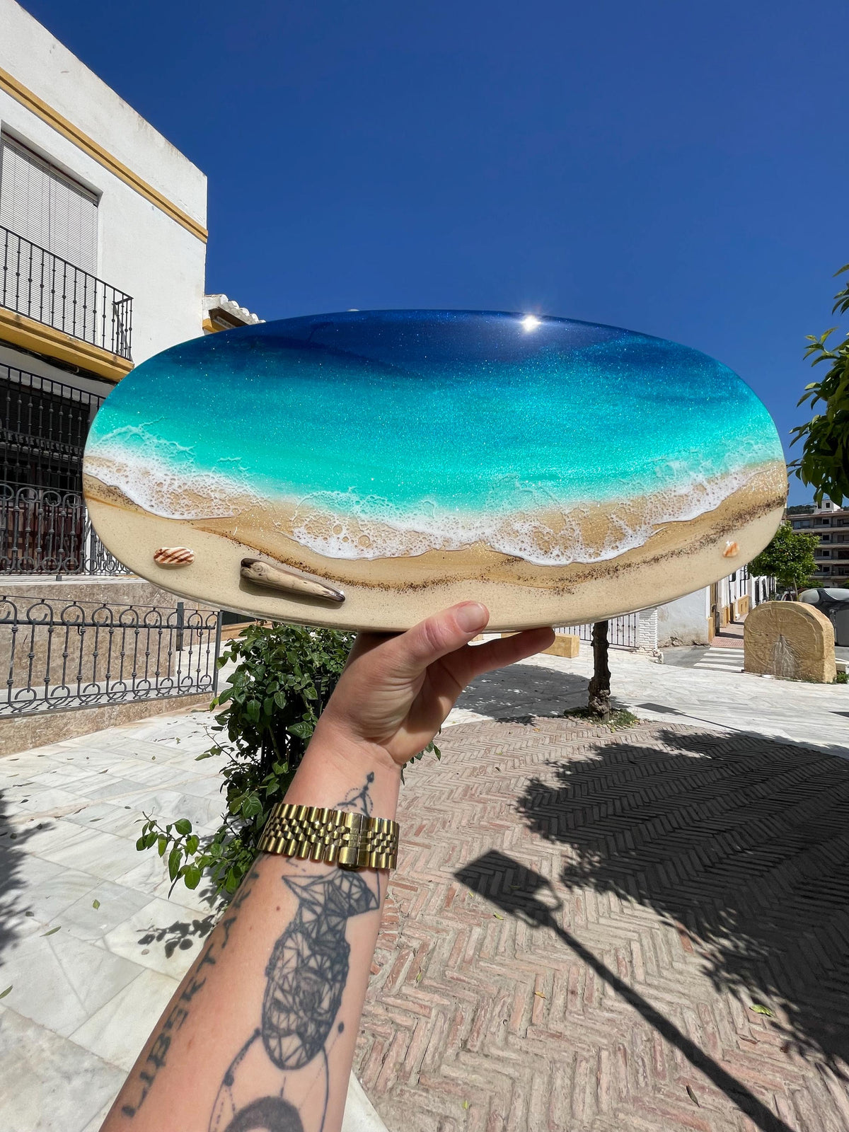 Personalised Coastal Resin Sign | Ocean Wall Art | Beach House Decor | Custom Text Available | Handmade Sea Art Spain
