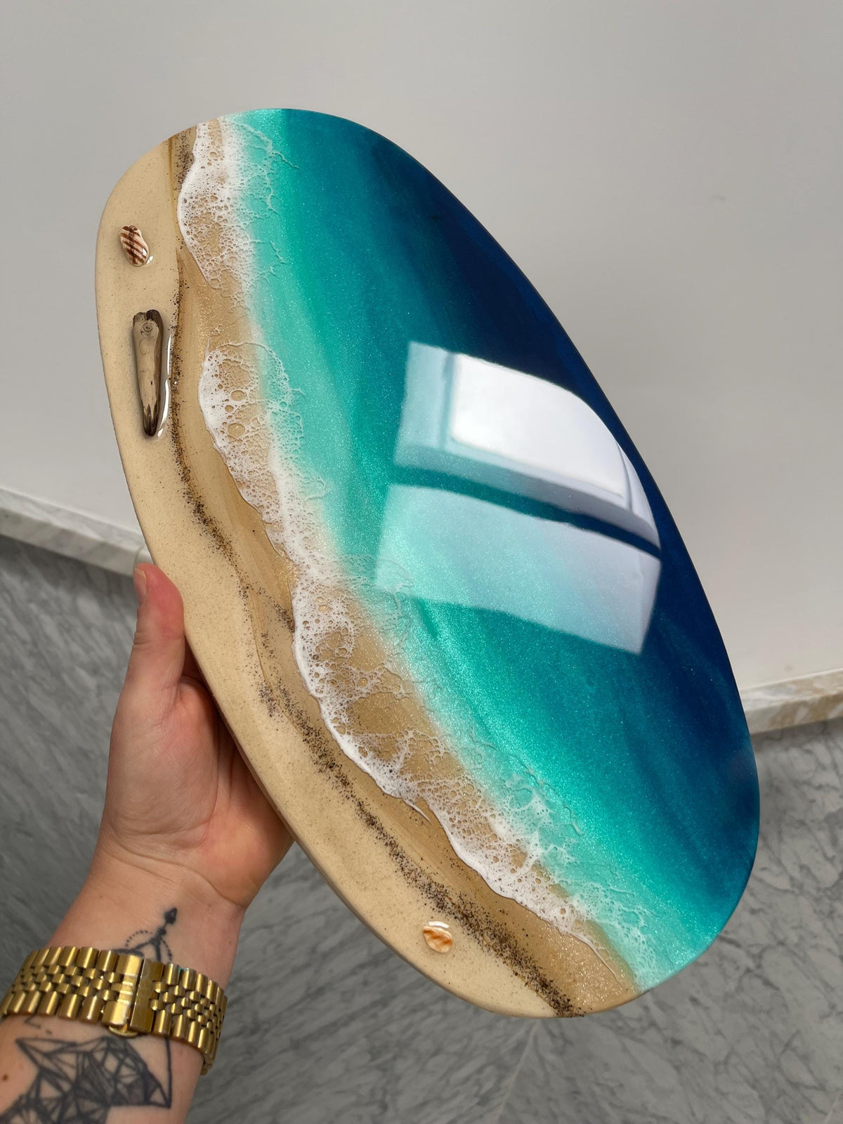 Personalised Coastal Resin Sign | Ocean Wall Art | Beach House Decor | Custom Text Available | Handmade Sea Art Spain