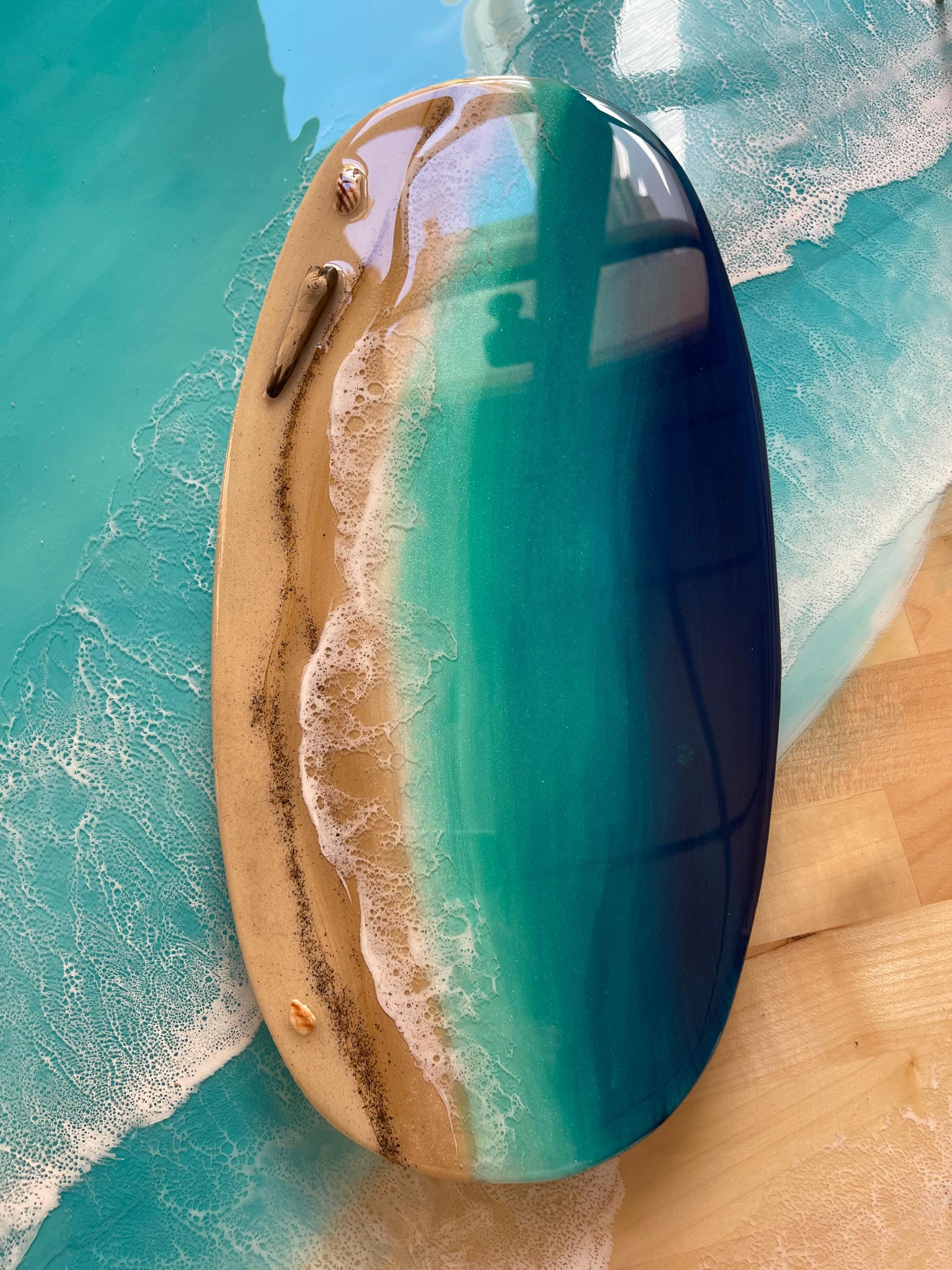 Personalised Coastal Resin Sign | Ocean Wall Art | Beach House Decor | Custom Text Available | Handmade Sea Art Spain