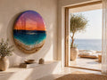Sunset Ocean Resin Wall Art Round – 3D Coastal Beach Painting – Handmade Epoxy Wave – Statement Wall Decor 50CM