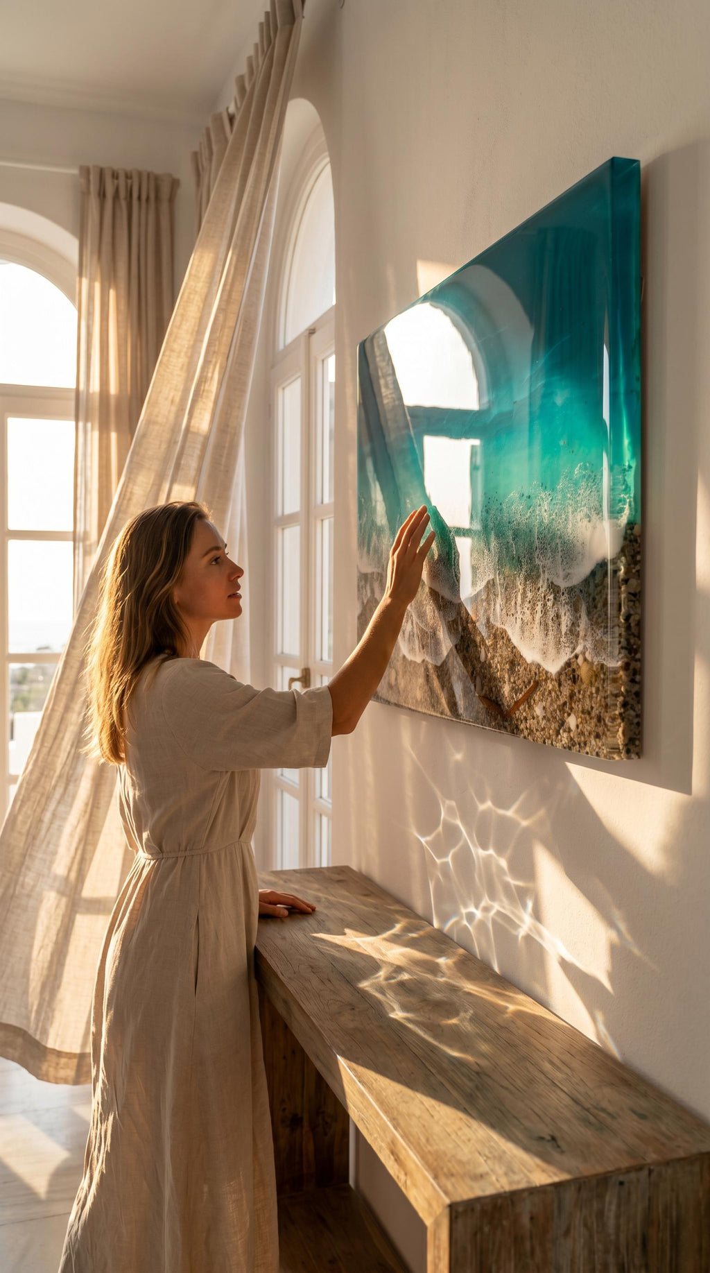 3D Ocean Window Resin Art | Handmade Coastal Wall Decor | Small Beach Artwork | Textured Sea Wave Art | Resin Ocean Series