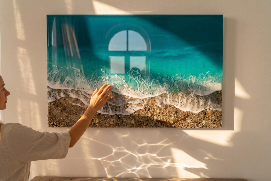 3D Ocean Window Resin Art | Handmade Coastal Wall Decor | Small Beach Artwork | Textured Sea Wave Art | Resin Ocean Series