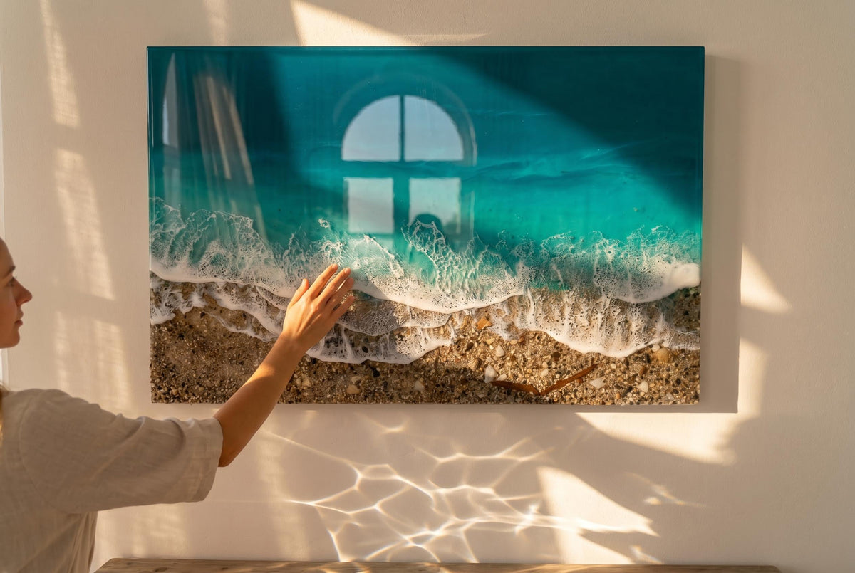 3D Ocean Window Resin Art | Handmade Coastal Wall Decor | Small Beach Artwork | Textured Sea Wave Art | Resin Ocean Series