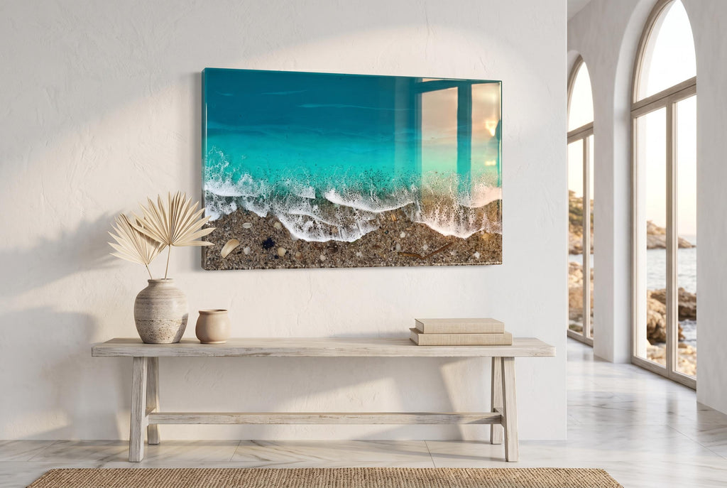 3D Ocean Window Resin Art | Handmade Coastal Wall Decor | Small Beach Artwork | Textured Sea Wave Art | Resin Ocean Series