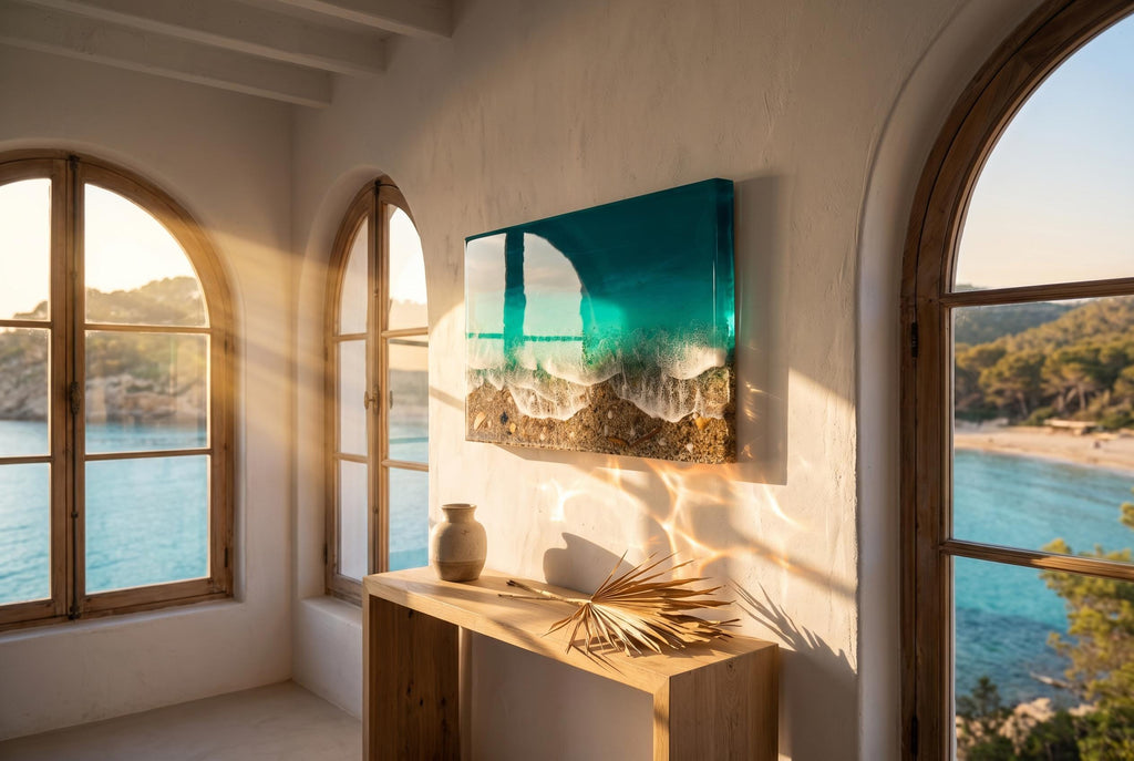 Large 3D Ocean Window Resin Art 100x60cm | Statement Coastal Wall Art | Handmade Luxury Ocean Artwork | Resin Ocean Series
