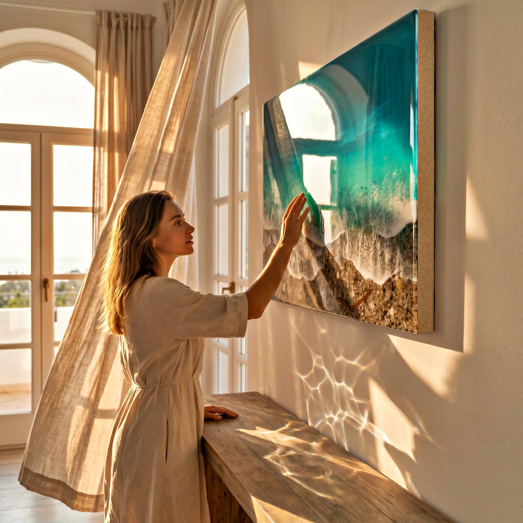 Large 3D Ocean Window Resin Art 100x60cm | Statement Coastal Wall Art | Handmade Luxury Ocean Artwork | Resin Ocean Series