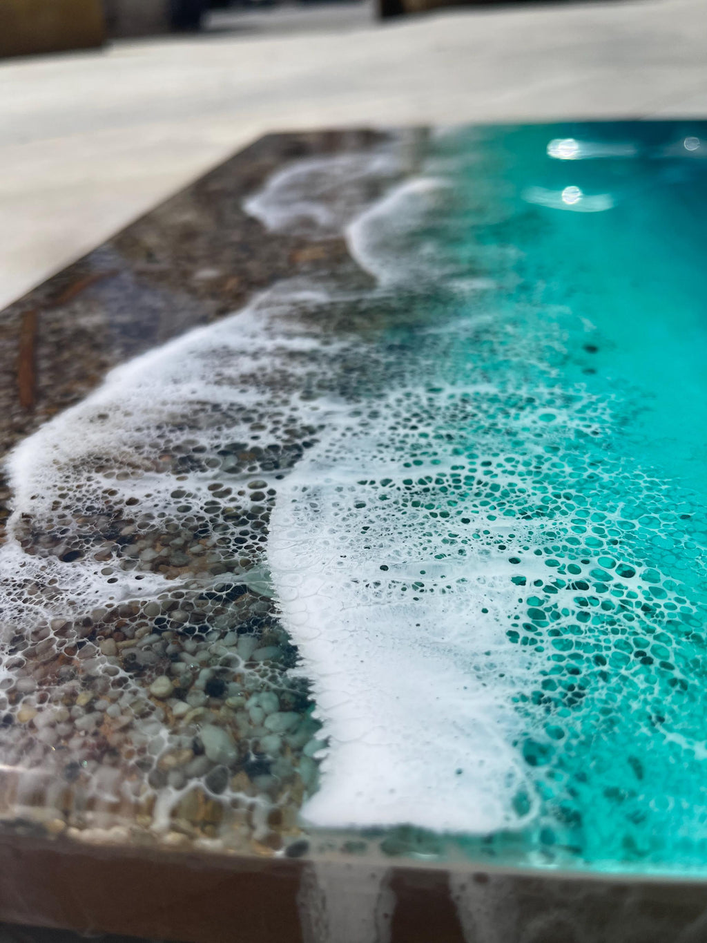 3D Ocean Window Wall Art | Handmade Resin Coastal Artwork | Medium Beach Wave Decor | Textured Sea Art | Resin Ocean Series