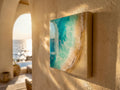 Handmade Resin Ocean Wall Art Block | Luxury Coastal Beach Decor | Mediterranean Villa Style Mini Ocean Artwork | 15x15cm Resin Art