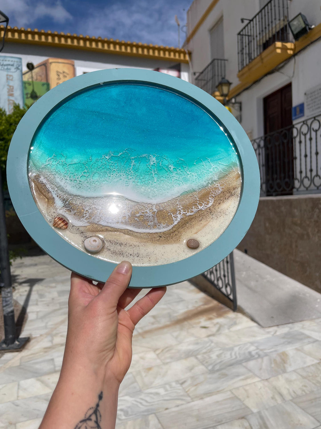 Resin Ocean Wall Art Set of 3 Round Coastal Decor | Beach House Wall Hanging | Luxury Sea Inspired Artwork | Handmade Resin Art