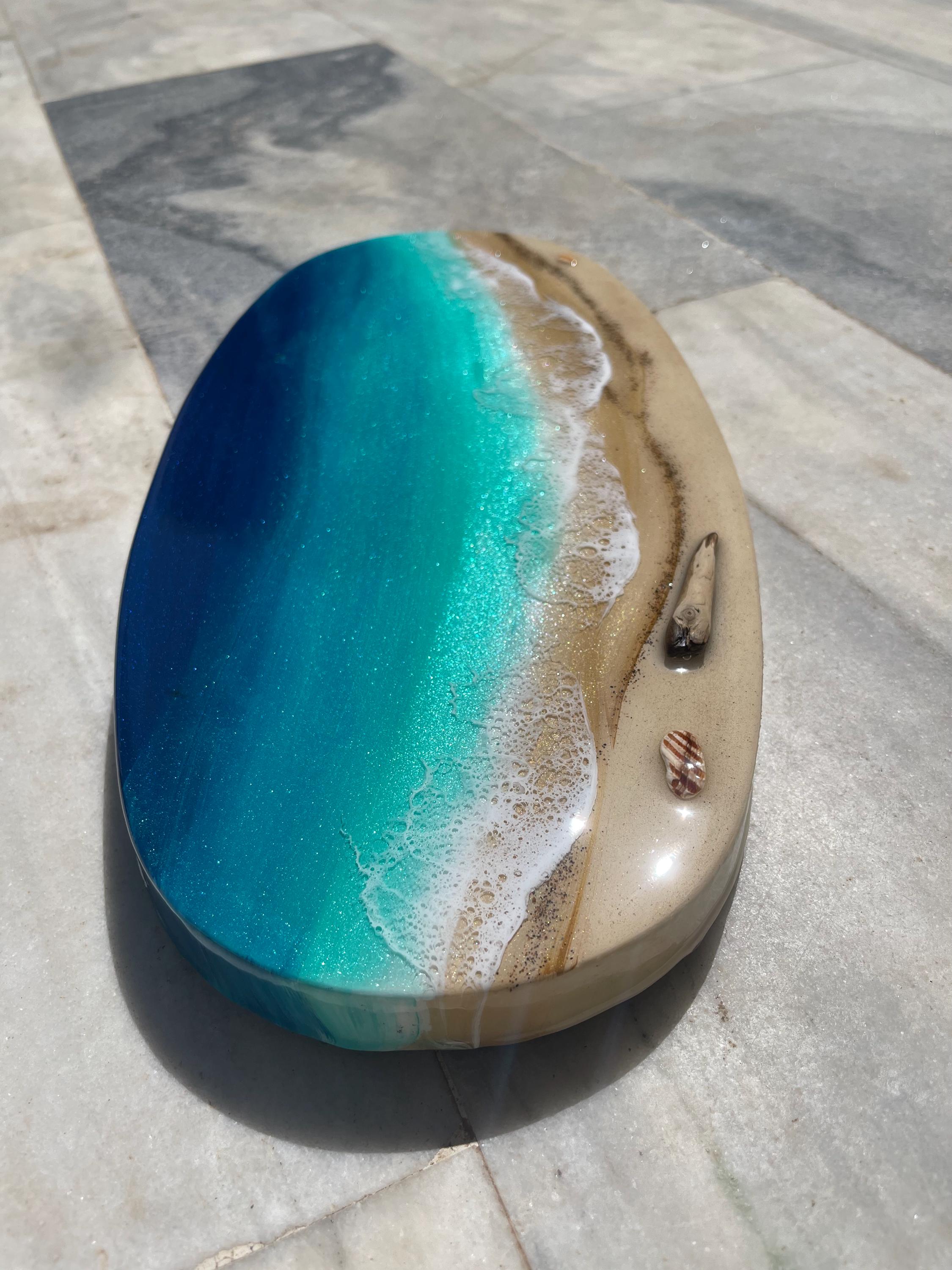 Personalised Coastal Resin Sign | Ocean Wall Art | Beach House Decor | Custom Text Available | Handmade Sea Art Spain