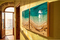 Resin Ocean Diptych Wall Art | Handmade Coastal Beach Panels Set | Luxury Mediterranean Decor | Turquoise Resin Artwork