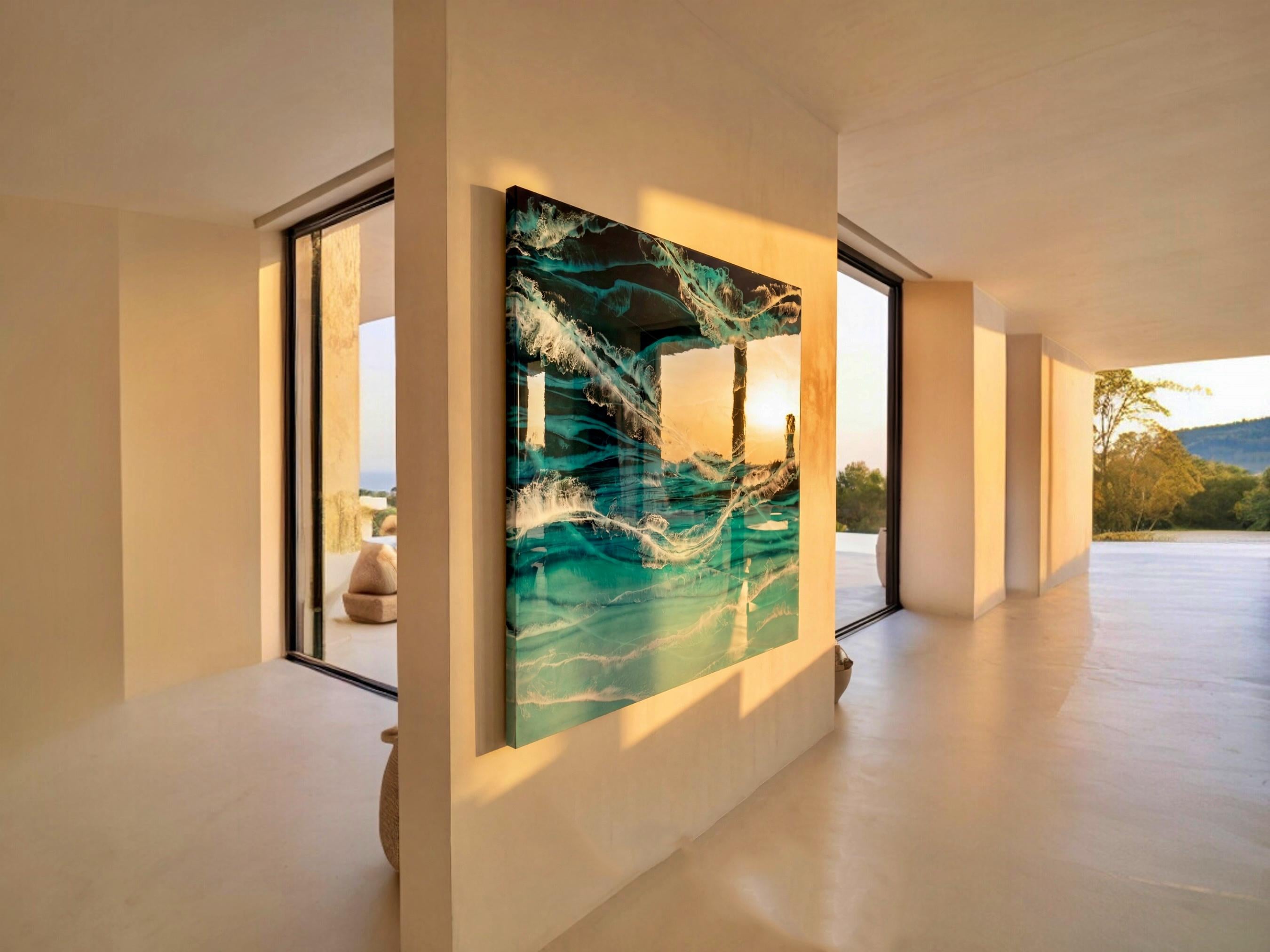 Large Abstract Ocean Resin Wall Art – Handmade Coastal Artwork | Made to Order, Layered Resin Seascape Coastal Feature Piece
