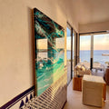 Large Abstract Ocean Resin Wall Art – Handmade Coastal Artwork | Made to Order, Layered Resin Seascape Coastal Feature Piece