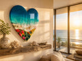 Small Resin Ocean Wall Art 30cm | Heart Beach Decor | Tropical Coastal Gift | Handmade Resin Sea Art | Unique Wall Hanging