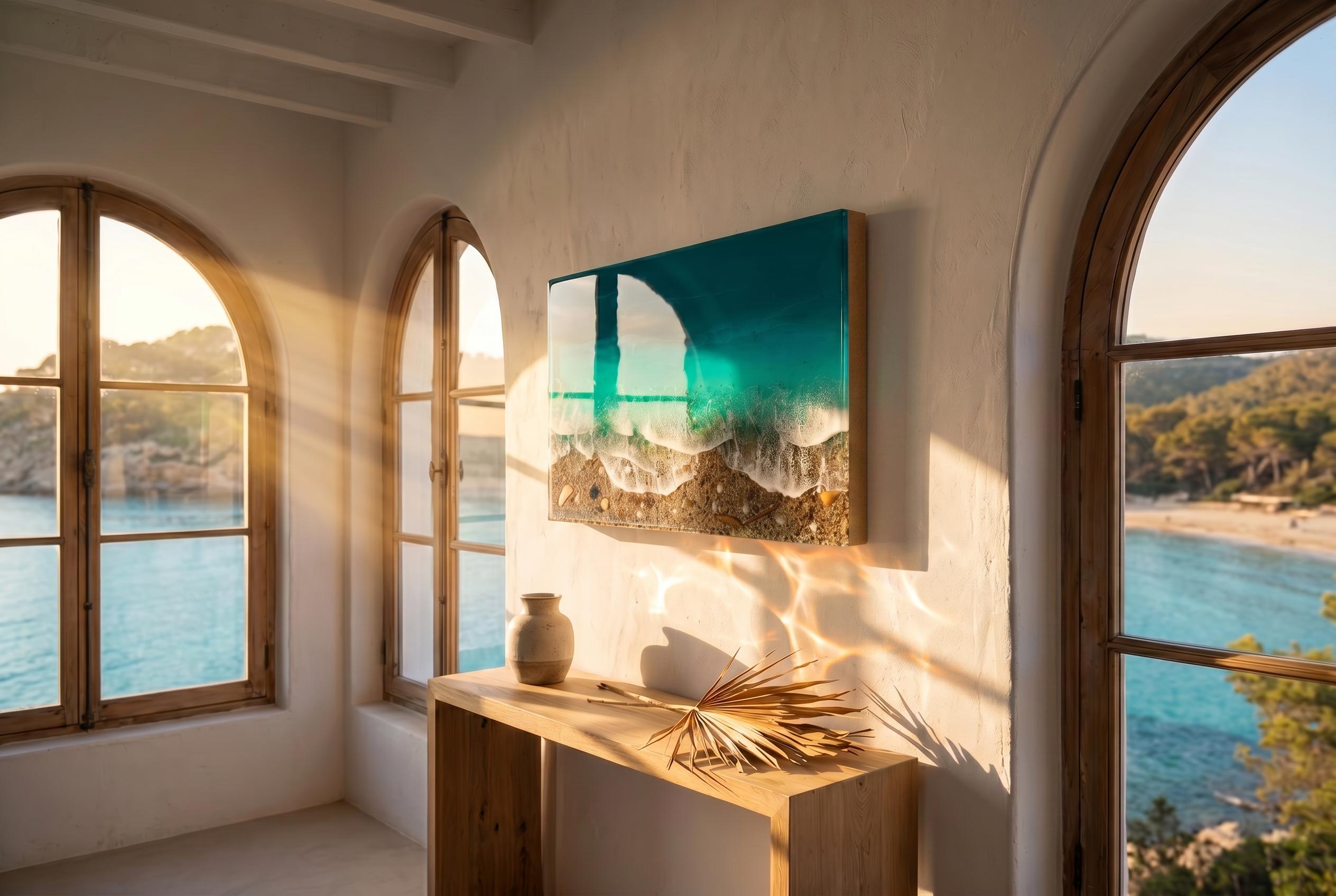 3D Ocean Window Resin Art | Handmade Coastal Wall Decor | Small Beach Artwork | Textured Sea Wave Art | Resin Ocean Series