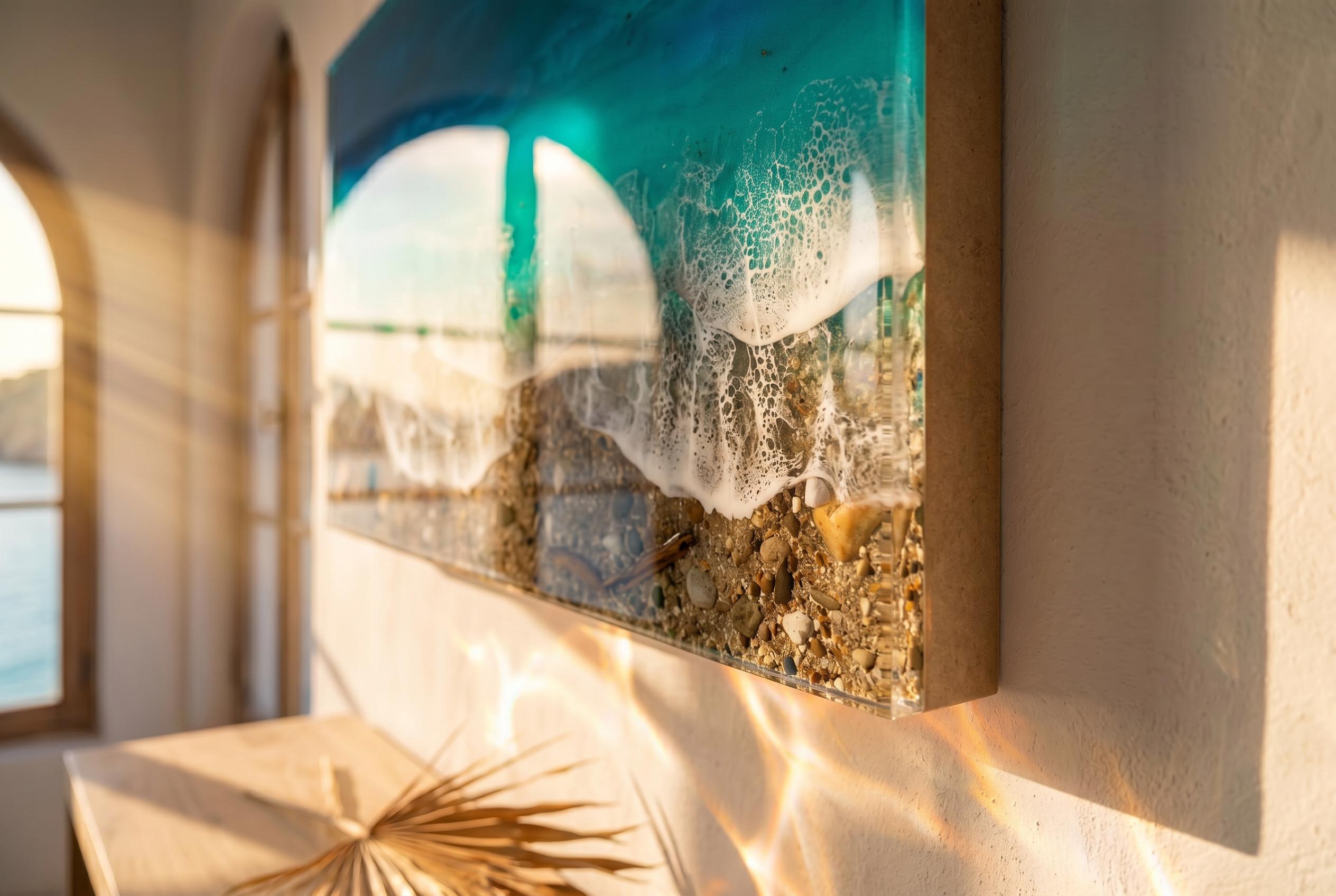 3D Ocean Window Resin Art | Handmade Coastal Wall Decor | Small Beach Artwork | Textured Sea Wave Art | Resin Ocean Series