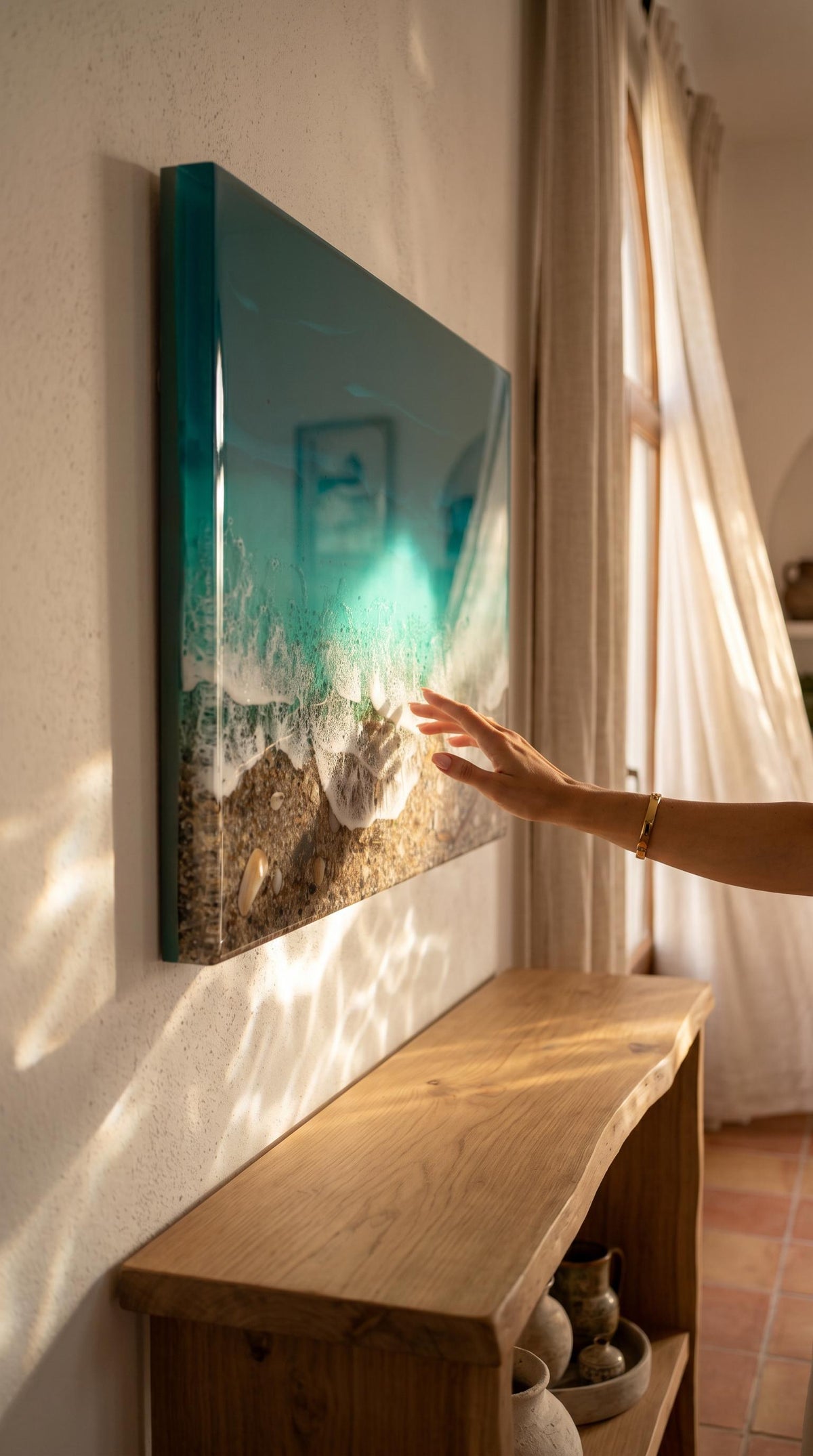 3D Ocean Window Resin Art | Handmade Coastal Wall Decor | Small Beach Artwork | Textured Sea Wave Art | Resin Ocean Series