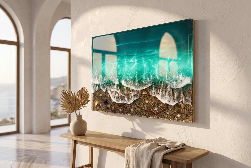 3D Ocean Window Resin Art | Handmade Coastal Wall Decor | Small Beach Artwork | Textured Sea Wave Art | Resin Ocean Series