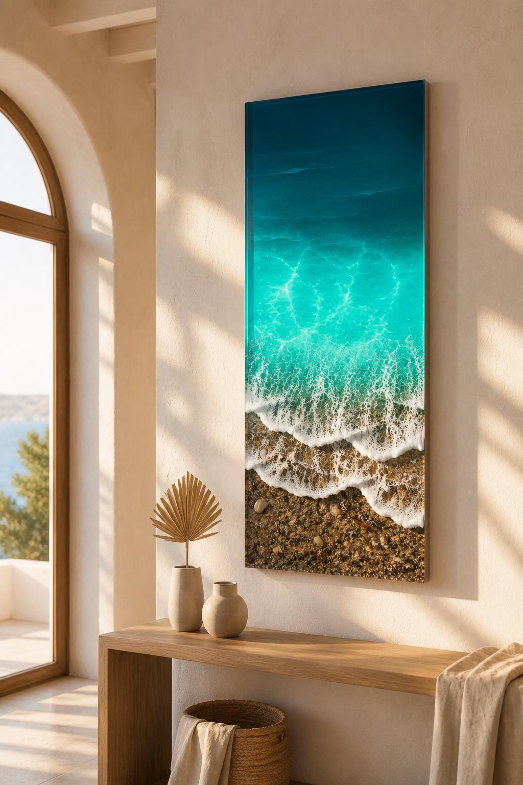 Large 3D Ocean Window Resin Art 100x60cm | Statement Coastal Wall Art | Handmade Luxury Ocean Artwork | Resin Ocean Series