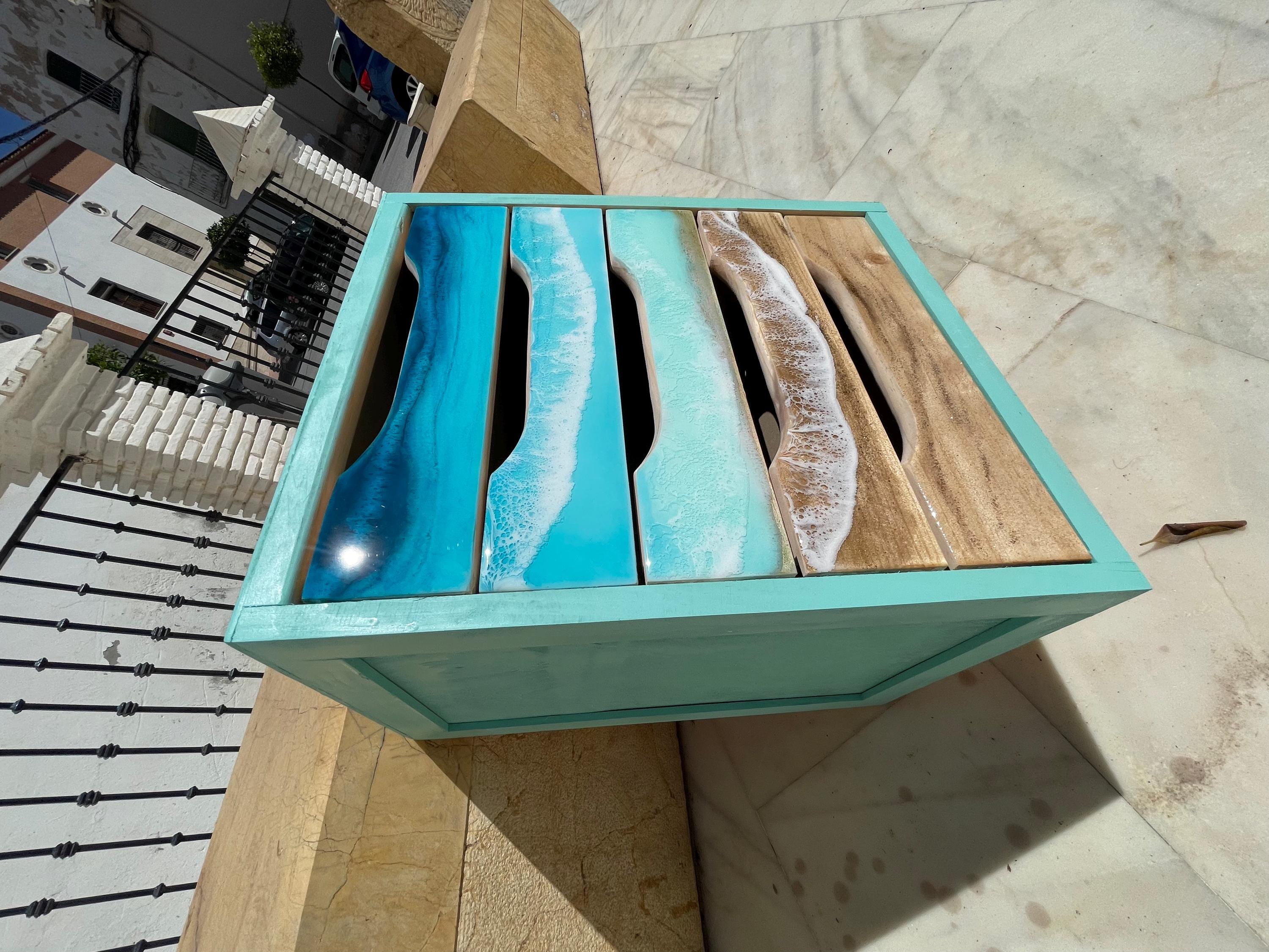 Ocean Resin Drawer Organizer | Coastal Desk Organizer | Beach House Storage Box | Handmade Ocean Decor | Luxury Coastal Bedroom Decor