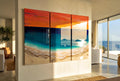 Extra Large Resin Ocean Sunset Triptych | Luxury Coastal Wall Art | Statement Beach House Decor | Handmade Resin Seascape | Oversized Art