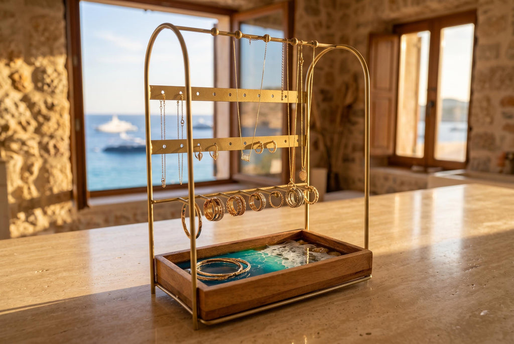 Ocean Resin Jewellery Stand | Coastal Jewellery Organiser | Handmade Beach Decor | Earring Holder | Necklace Display | Ocean Lover Gift