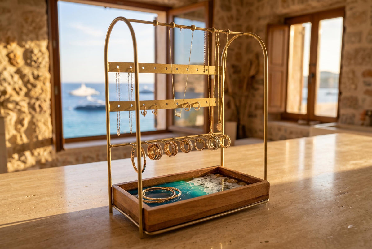 Ocean Resin Jewellery Stand | Coastal Jewellery Organiser | Handmade Beach Decor | Earring Holder | Necklace Display | Ocean Lover Gift