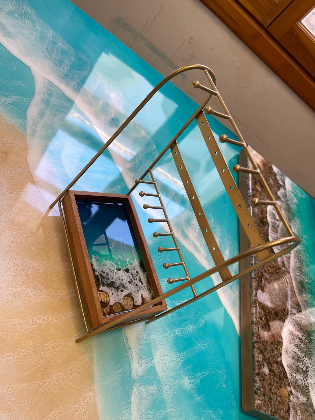 Ocean Resin Jewellery Stand | Coastal Jewellery Organiser | Handmade Beach Decor | Earring Holder | Necklace Display | Ocean Lover Gift
