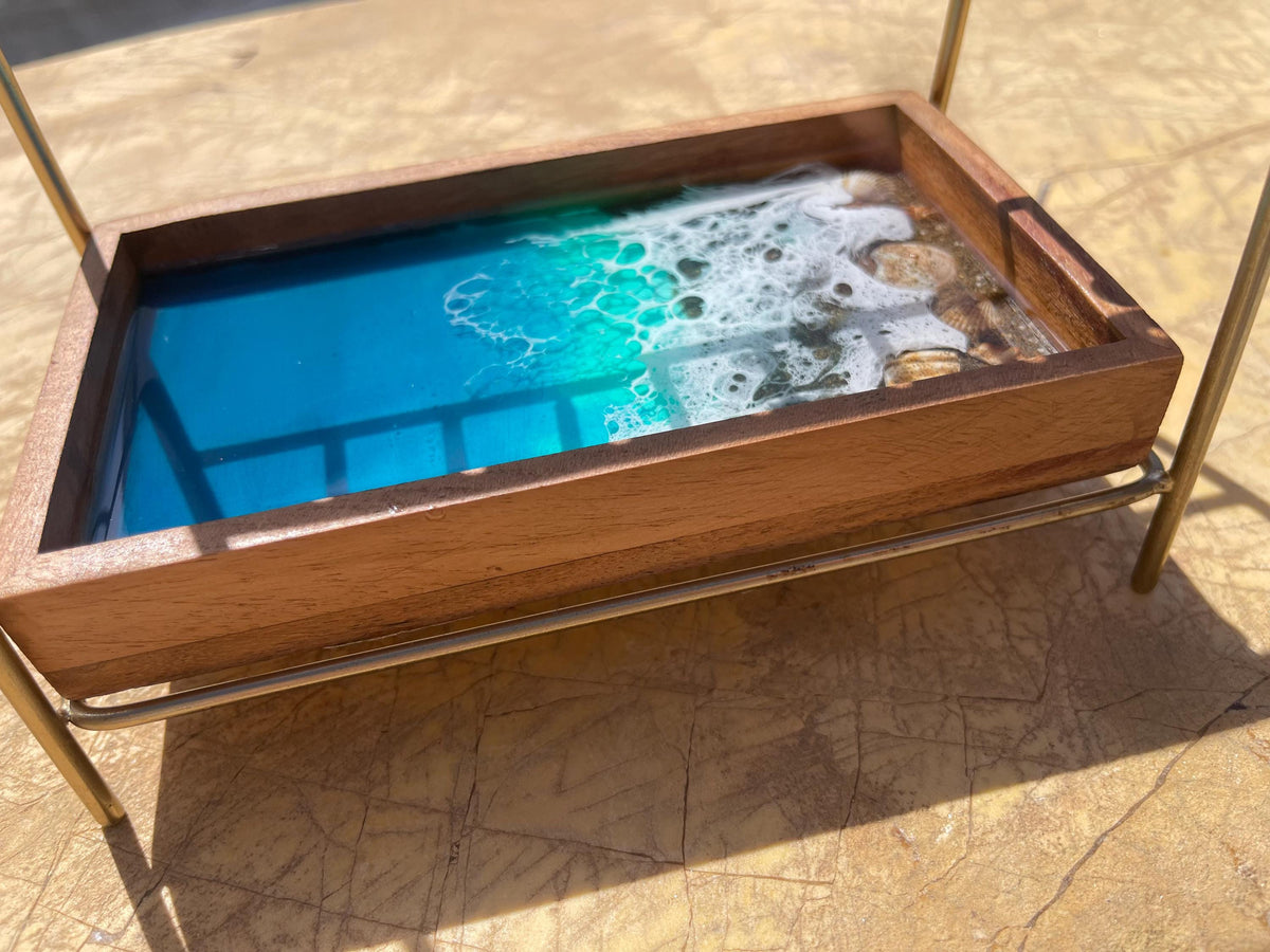 Ocean Resin Jewellery Stand | Coastal Jewellery Organiser | Handmade Beach Decor | Earring Holder | Necklace Display | Ocean Lover Gift