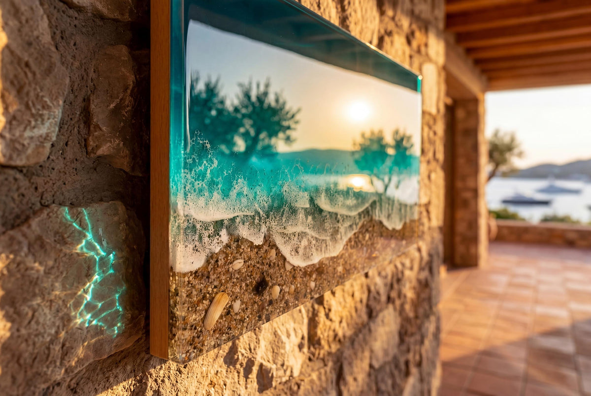 3D Ocean Window Wall Art | Handmade Resin Coastal Artwork | Medium Beach Wave Decor | Textured Sea Art | Resin Ocean Series