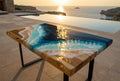 Epoxy Resin Ocean Coffee Table – Handcrafted Coastal Art Furniture (80–100 cm)