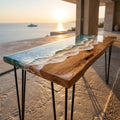 Luxury Oak Ocean Coffee Table | Handmade Resin Table | Solid Oak Coastal Furniture | Beach House Decor | Modern Coffee Table