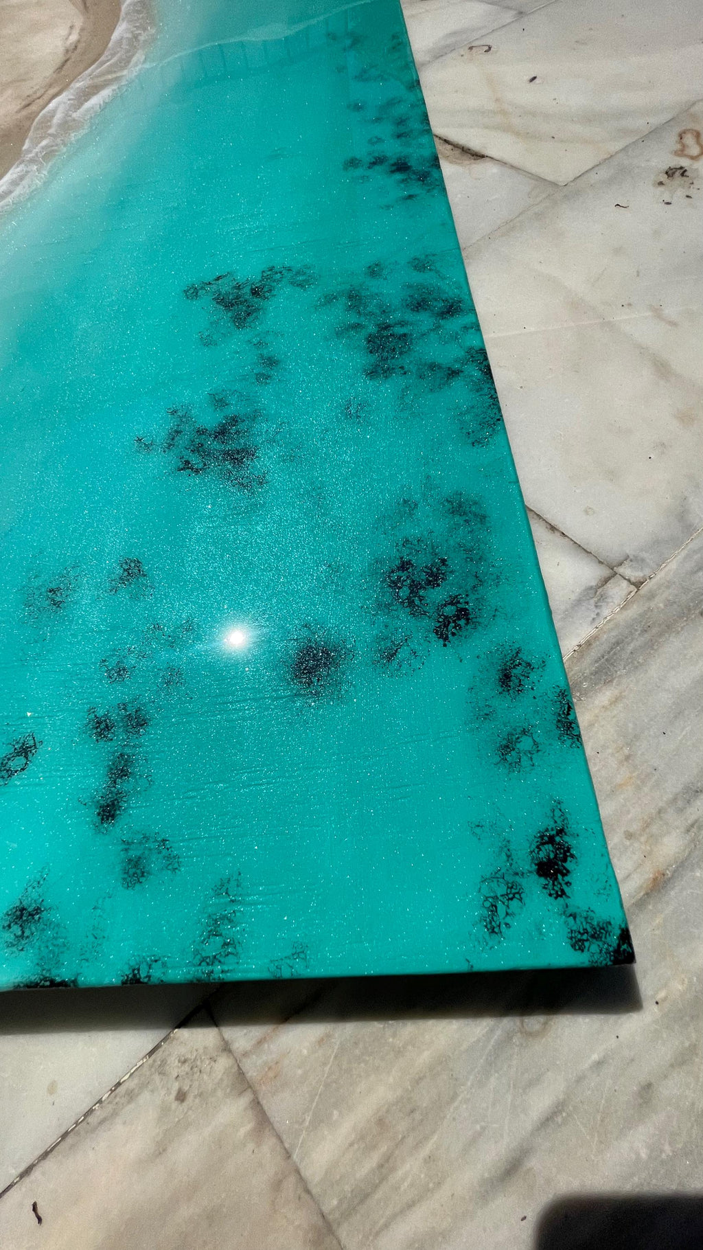 Large Luxury Resin Ocean Wall Art | Palm Shadow II | One of a Kind Coastal Artwork | Beach House Decor | Handmade in Spain