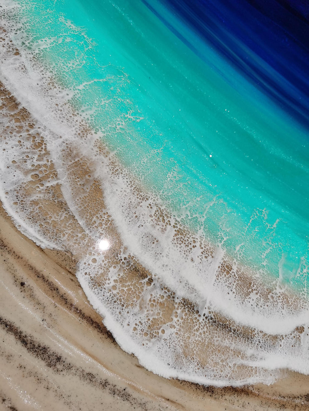 Large Resin Ocean Wall Art – 100cm Round Epoxy Wave Painting – XL 3D Beach Resin Art – Coastal Home Decor – Big Ocean Wall Hanging