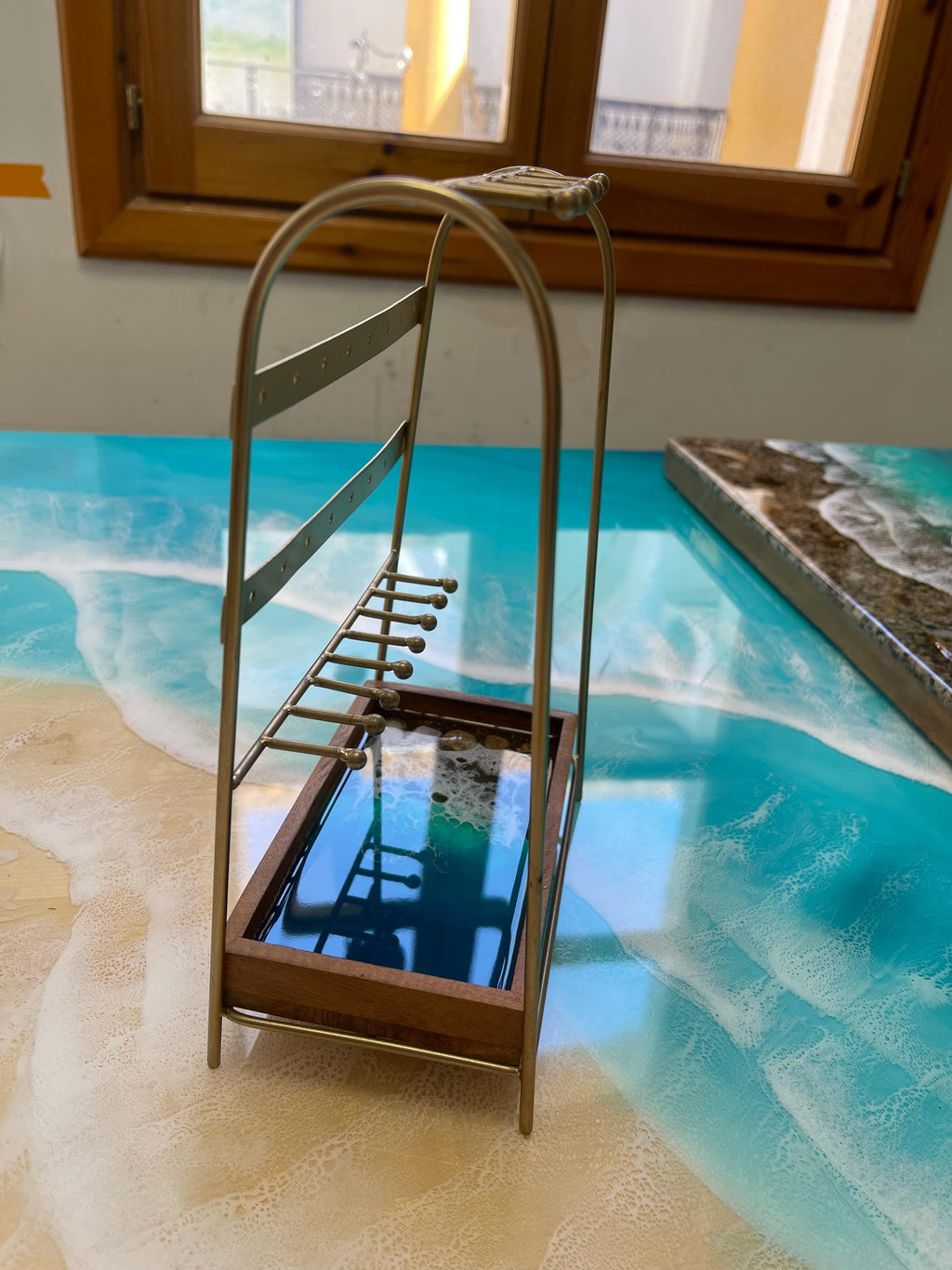 Ocean Resin Jewellery Stand | Coastal Jewellery Organiser | Handmade Beach Decor | Earring Holder | Necklace Display | Ocean Lover Gift