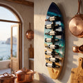 Handmade Surfboard Wine Rack – Coastal Resin Wave Art, Beach Decor