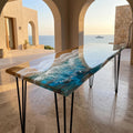 Large Oak Ocean Coffee Table | Luxury Solid Oak Resin Table | Handmade Coastal Statement Furniture | Beach House Decor