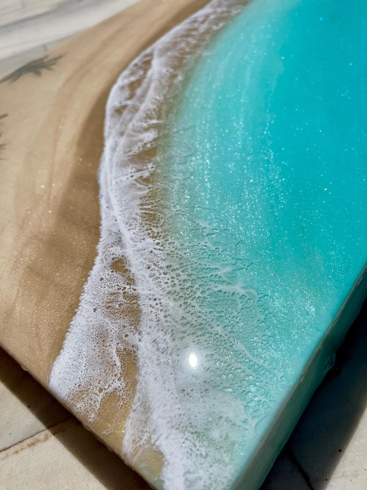 Luxury Resin Ocean Wall Art | Palm Shadow Collection | One of a Kind Coastal Artwork | Large Beach House Wall Decor | Handmade in Spain