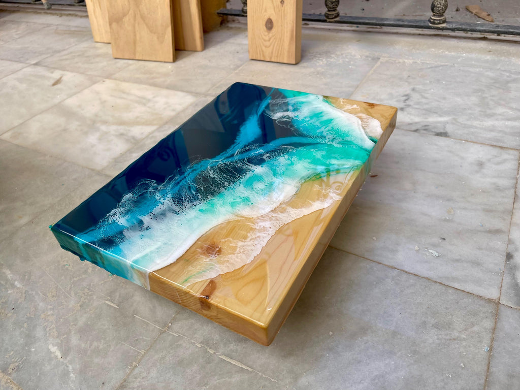 Set of 2 Floating Bedside Shelves | Resin Ocean Nightstands | Wall Mounted Bedside Tables | Coastal Bedroom Decor | Handmade in Spain