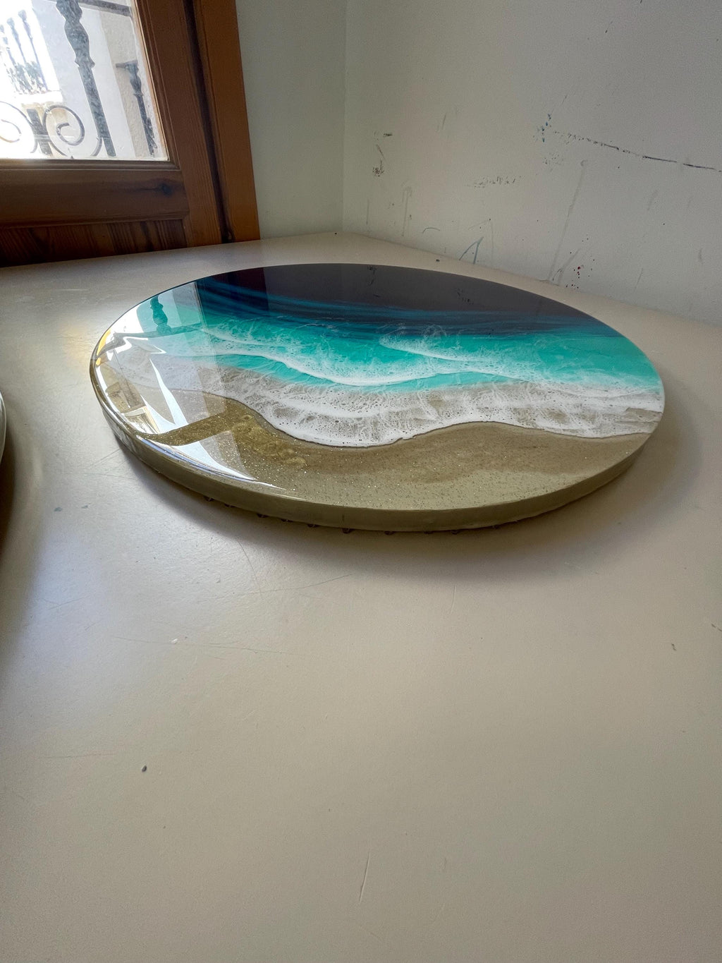 Ocean Resin Nesting Coffee Tables | Set of 2 Coastal Side Tables | Luxury Beach House Furniture | Handmade Resin Art | Handmade in Spain